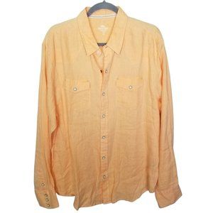 True Grit Mens XL Orange Linen Pearl Snap Western